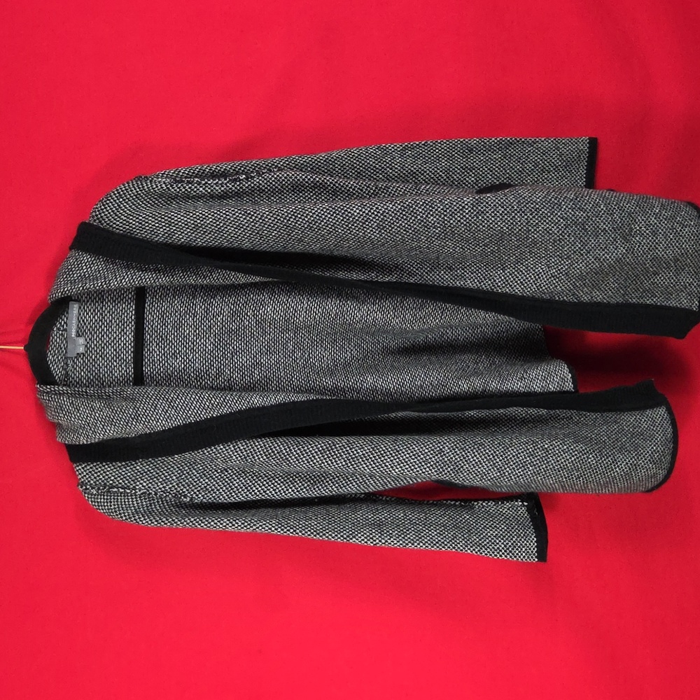 360 CASHMERE Hooded Cardigan Wool Blend Black White Womens Size Medium